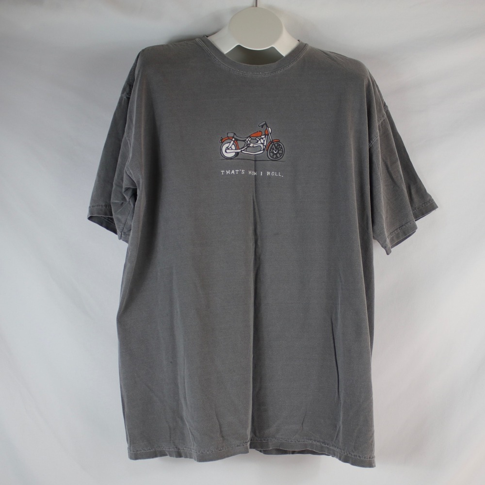 Comfort Colors Gray Motorcycle Graphic T-Shirt Men's Size XL